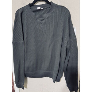 Gap Waffle Knit Thermal Sweatshirt Mens Size L Gray Basic Pullover Staple